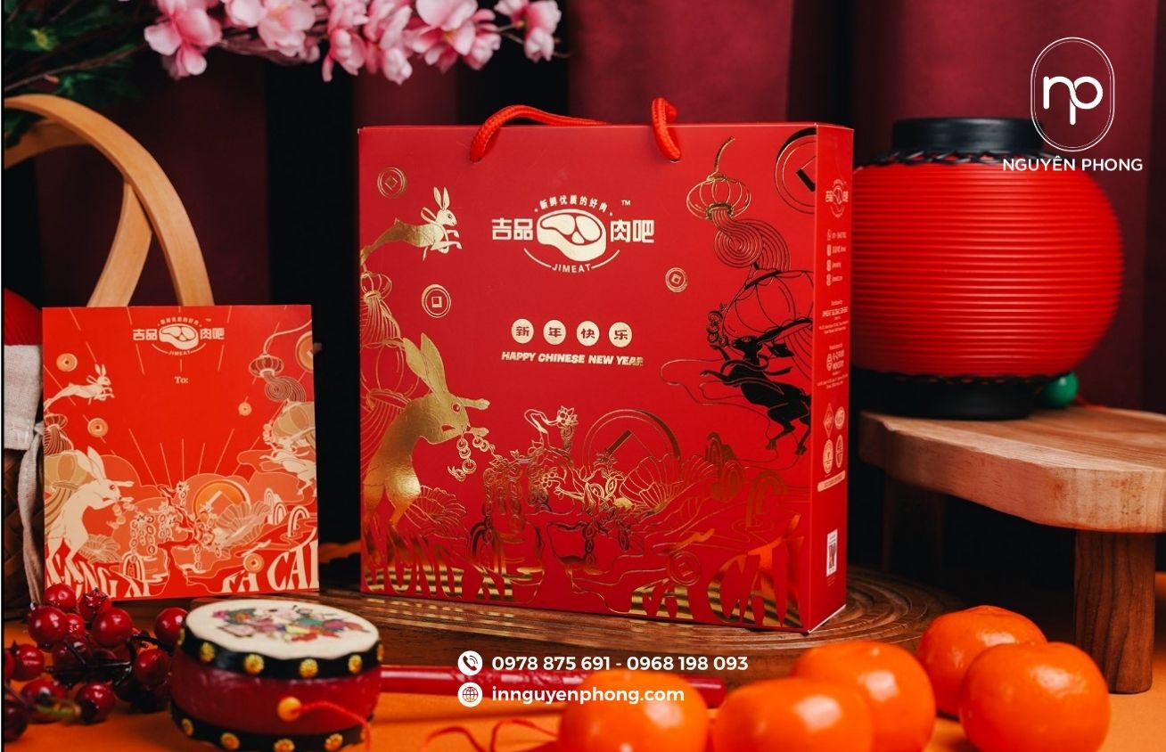 Mẫu túi giấy đựng thịt sấy ép nhũ
